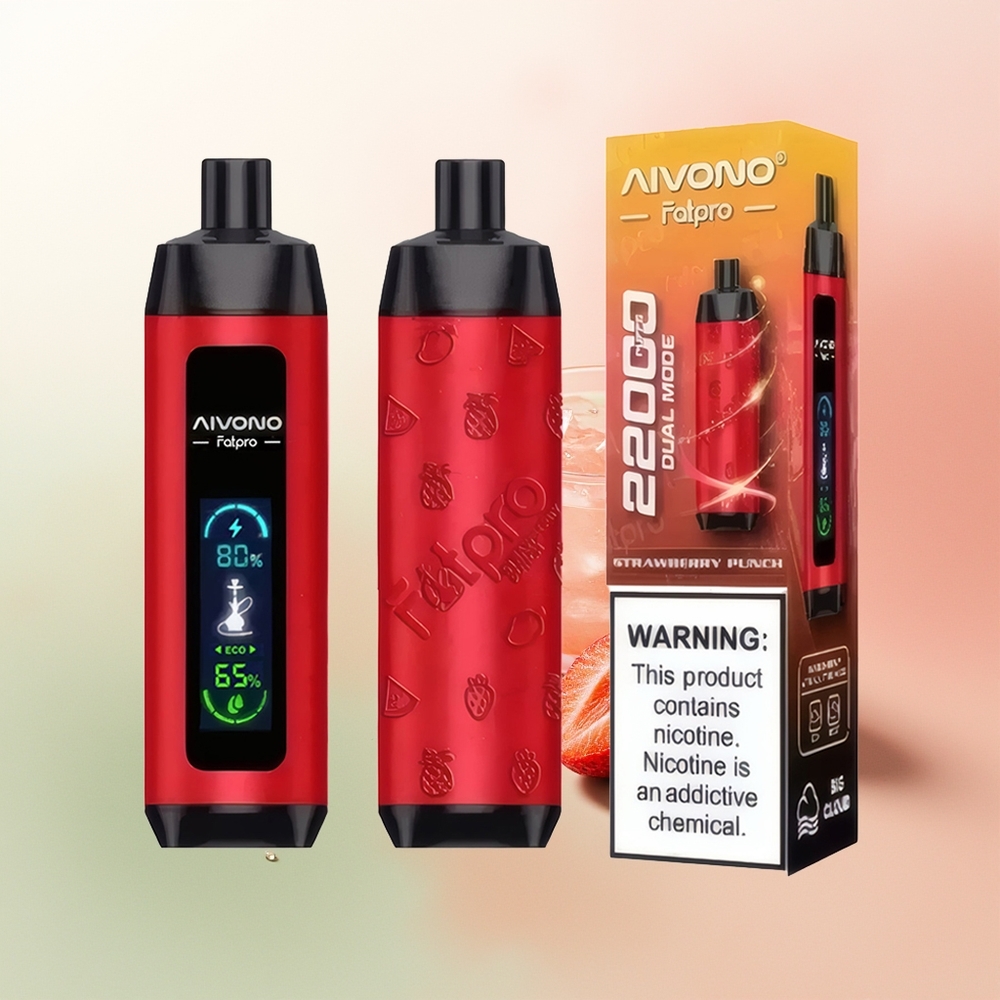 Aivono Aim Fatpro 22000 Puffs Strawberry Punch 5% Nicotine Eco/Boost Dual Modes