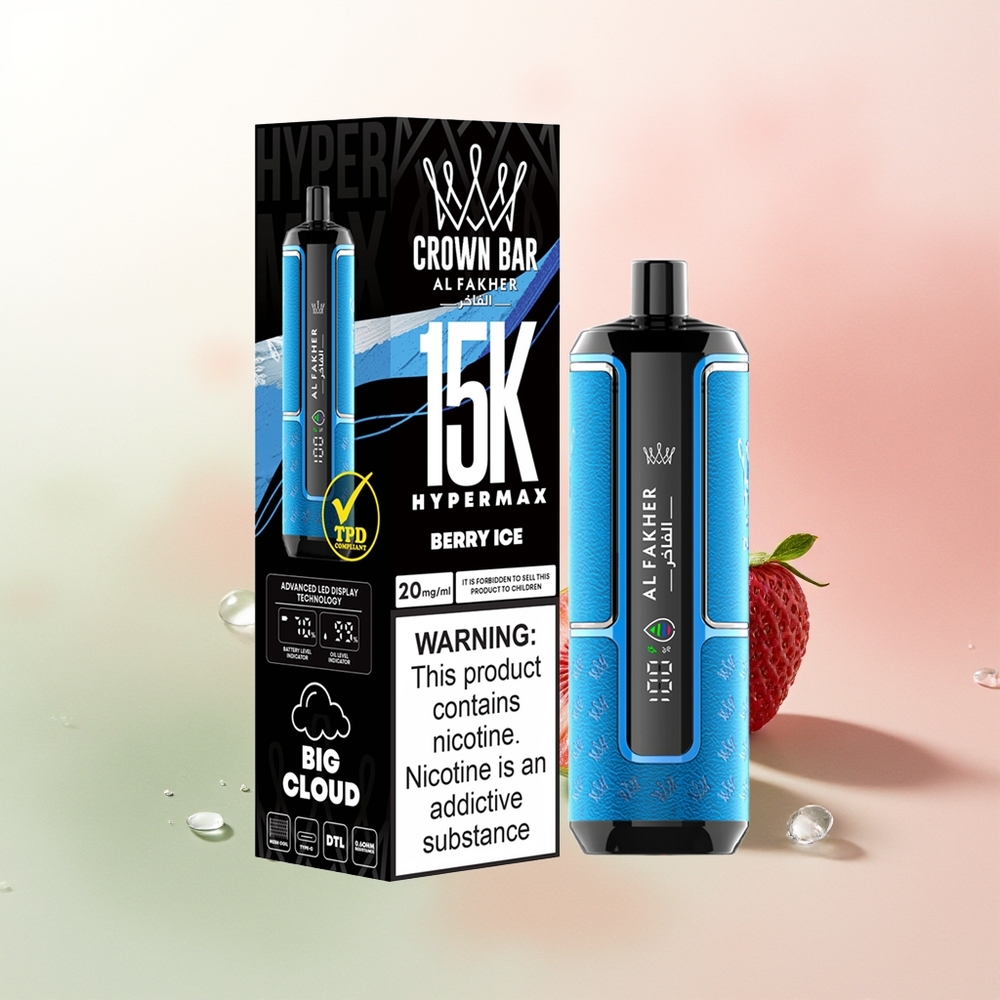 Al Fakher Crown Bar 15K Hypermax Puffs Berry Ice DTL 22ml