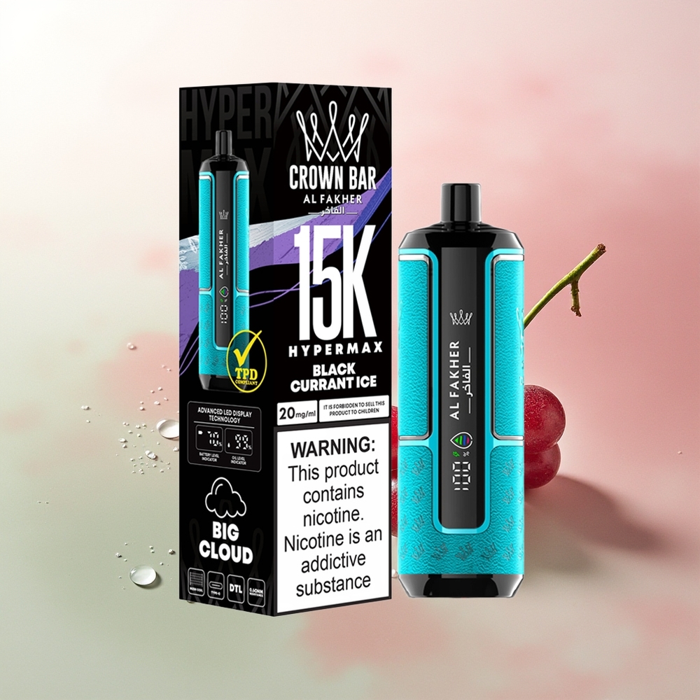 Al Fakher Crown Bar 15K Hypermax Puffs Blackcurrant Ice 22ml 6mg