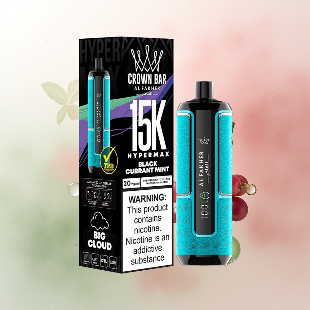 Al Fakher Crown Bar 15K Hypermax Puffs Blackcurrant Mint 22ml 600mAh