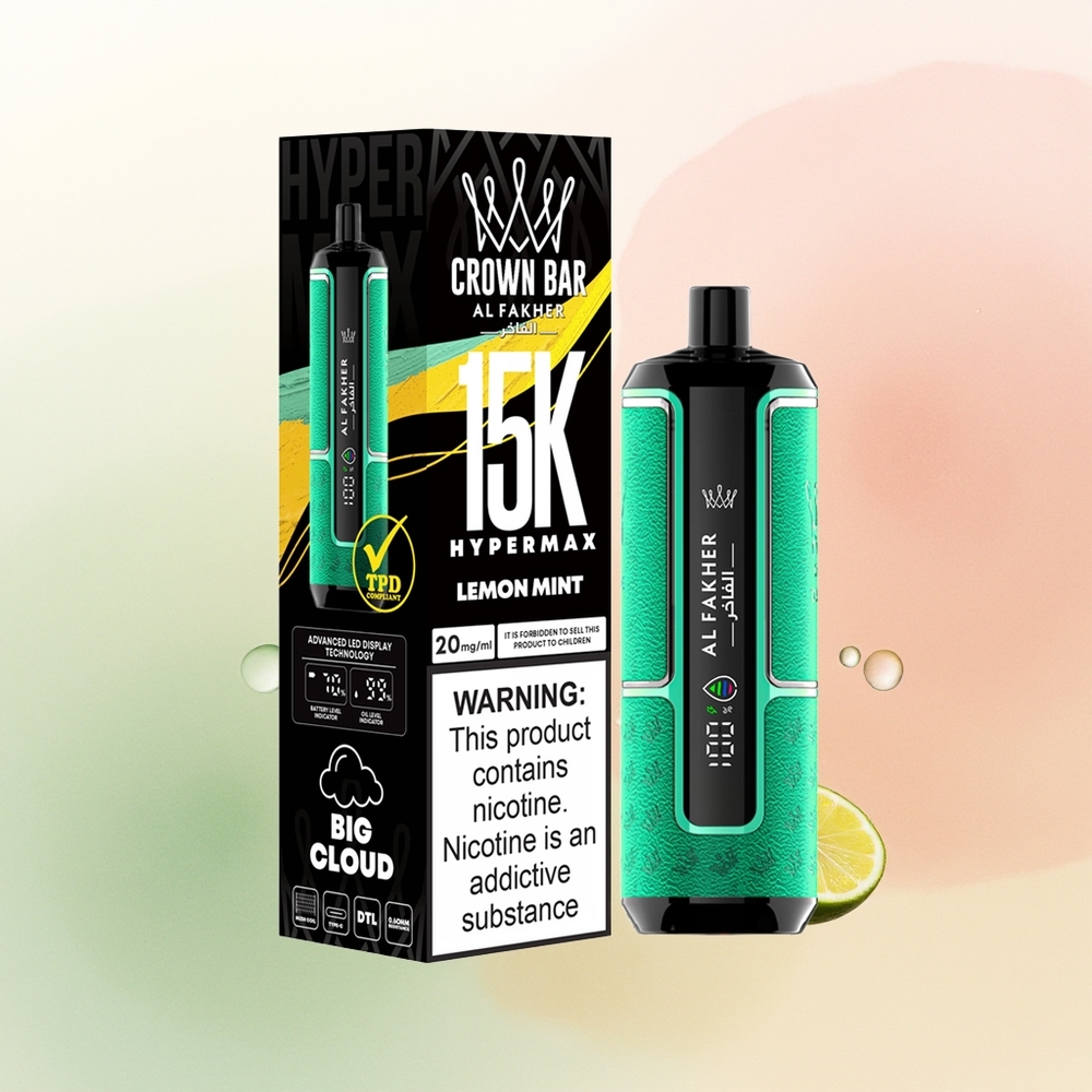 Al Fakher Crown Bar 15K Hypermax Puffs Lemon Mint 22ml 6mg DTL