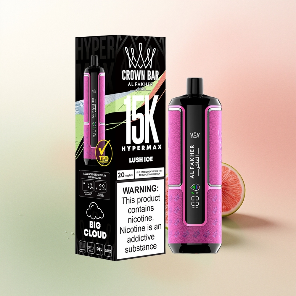 Al Fakher Crown Bar 15K Hypermax Puffs Lush Ice 22ml 600mAh