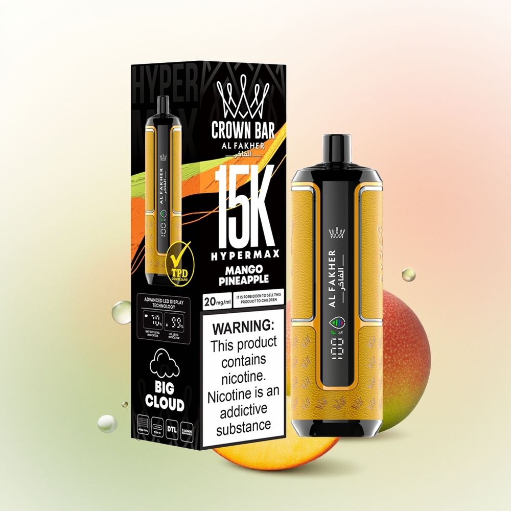 Al Fakher Crown Bar 15K Hypermax Puffs Mango Pineapple 22ml 600mAh