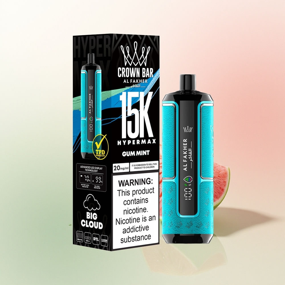 Al Fakher Crown Bar 15K Hypermax Puffs Mint 22ml DTL Vape