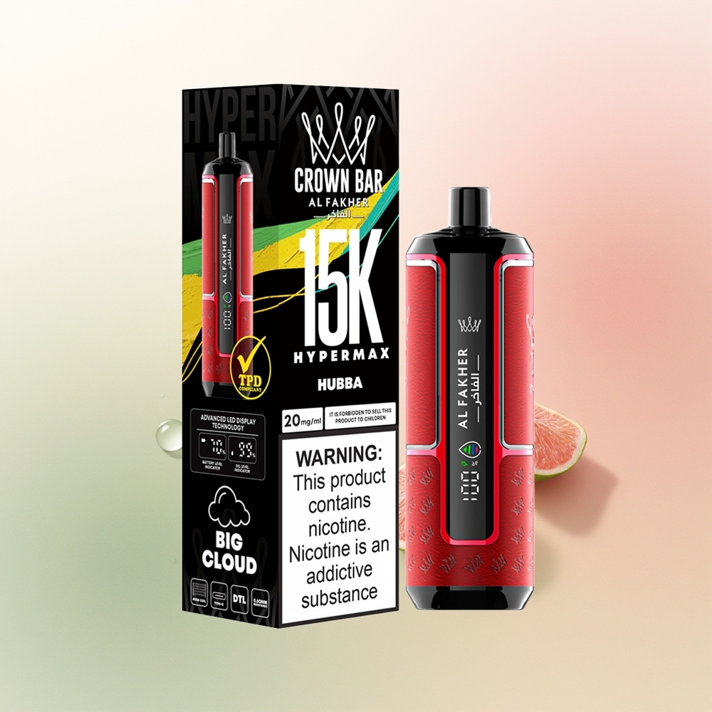 Al Fakher Crown Bar 15K Hypermax Puffs Portable 22ml DTL Disposable Vape