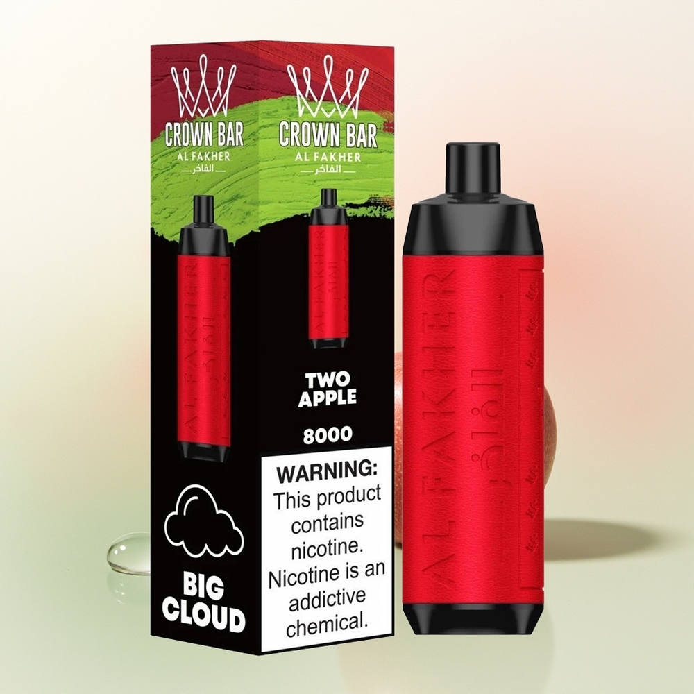 Al Fakher Crown Bar 8000 Crystal Puffs Dual Apple 600mah 18ml Disposable Vape