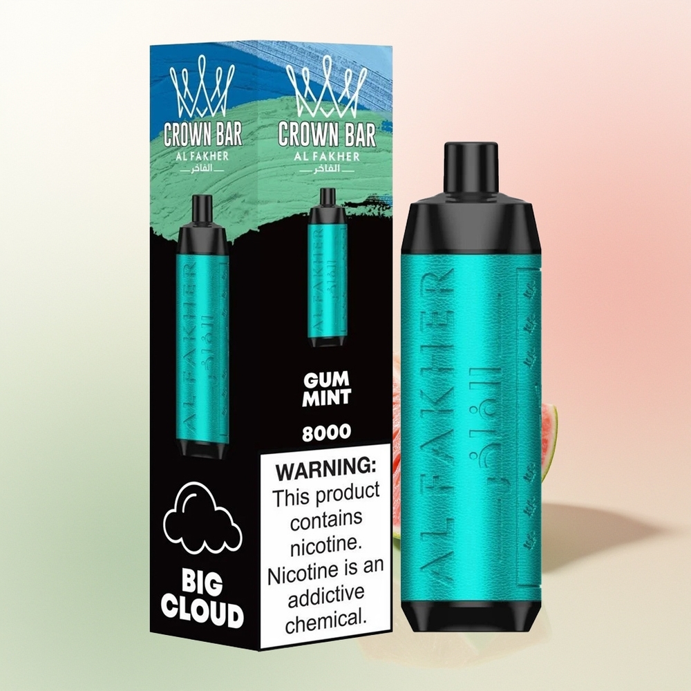 Al Fakher Crown Bar 8000 Crystal Puffs Gum Mint Disposable Vape with 18ml Liquid and 0.6ohm Coil