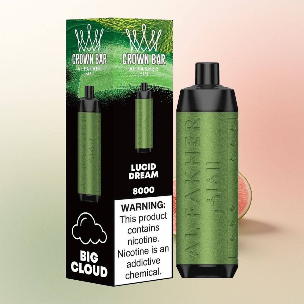 Al Fakher Crown Bar 8000 Crystal Puffs Lucid Dream Disposable Vape with 600mAh Battery and 18mL Liquid Capacity