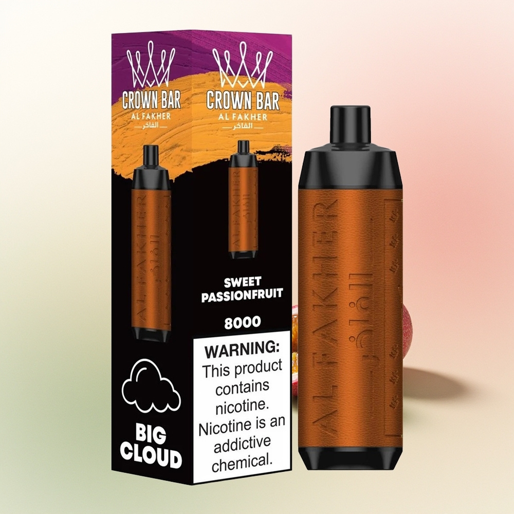Al Fakher Crown Bar 8000 Crystal Puffs Sweet Passionfruit with 18ml e-Liquid & 0.6ohm Coil