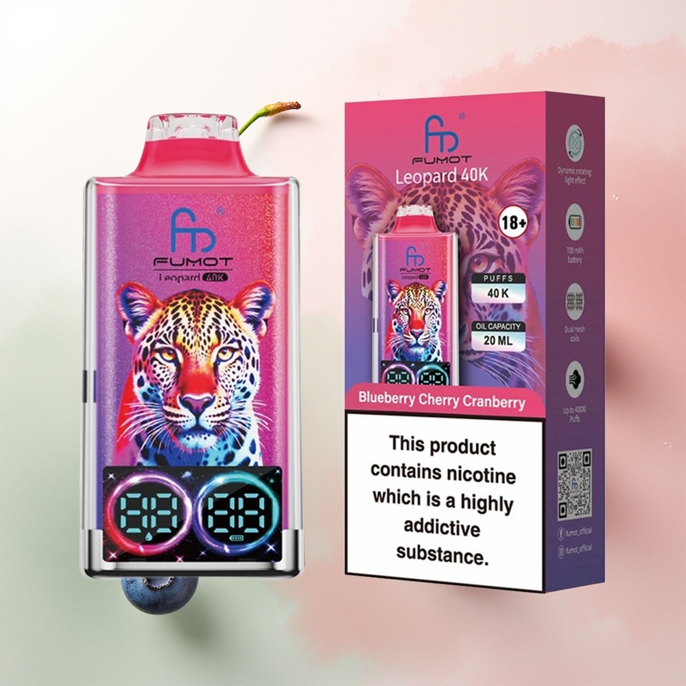 Fumot Leopard 40K Puffs Blueberry Cherry Cranberry Dual Mesh 5% Nicotine