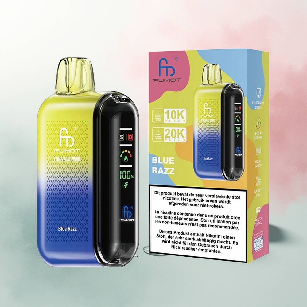 Fumot Tornado 20000 Puffs Blue Razz Dual Mesh Smart Display