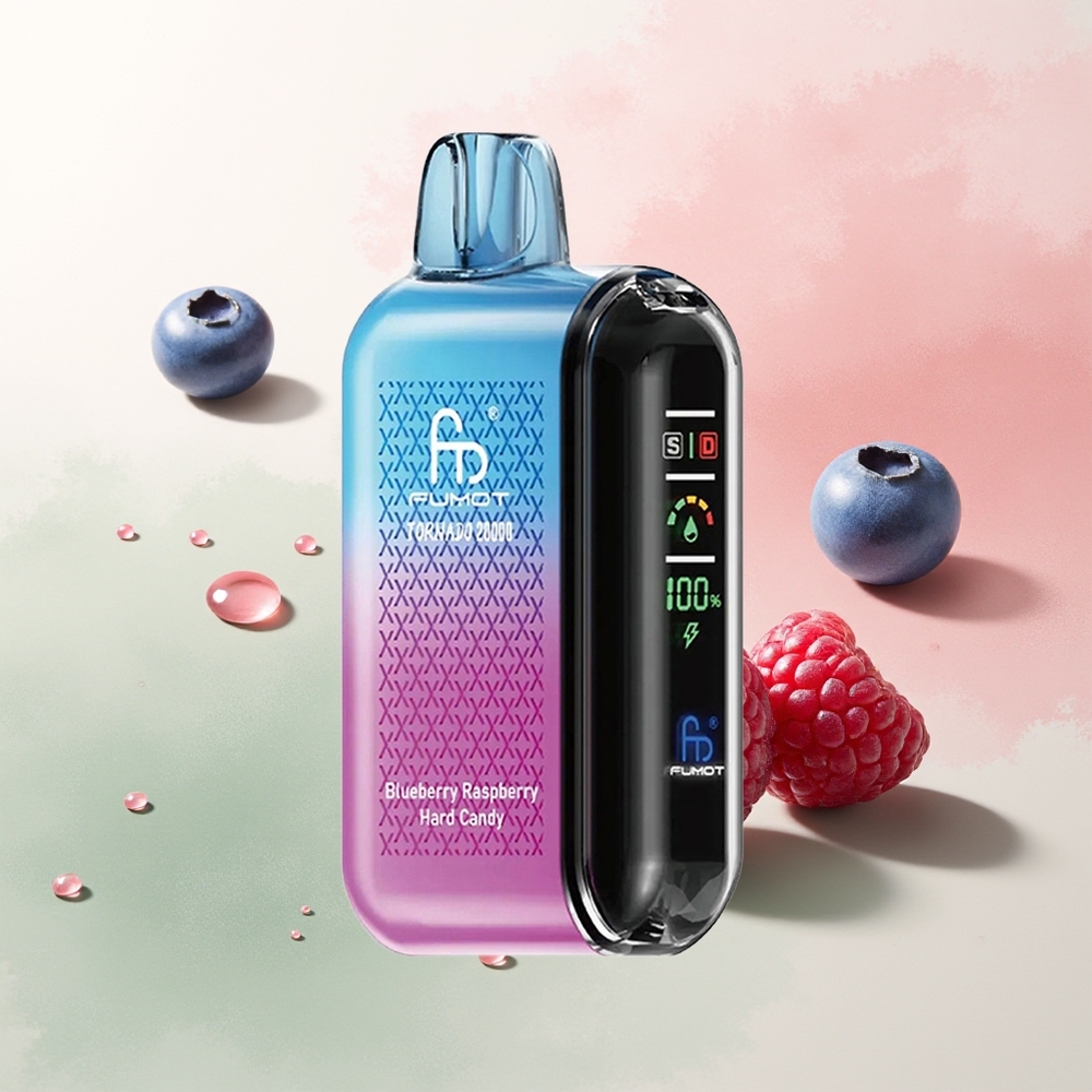 Fumot Tornado 20000 Puffs Blueberry Raspberry Hard Candy with Dual Mesh Coil and Airflow Control