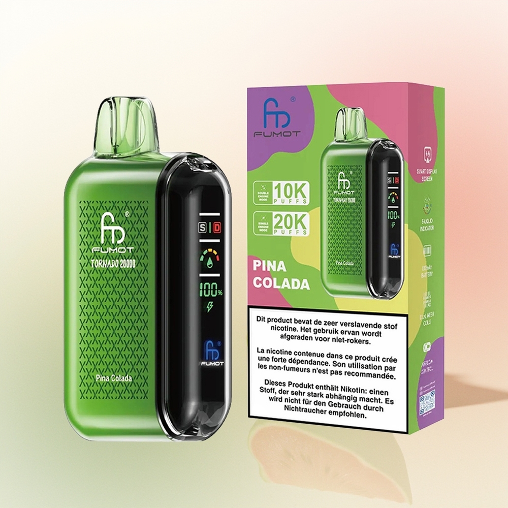Fumot Tornado 20000 Puffs Pina Colada Dual Mesh Coil Smart Display