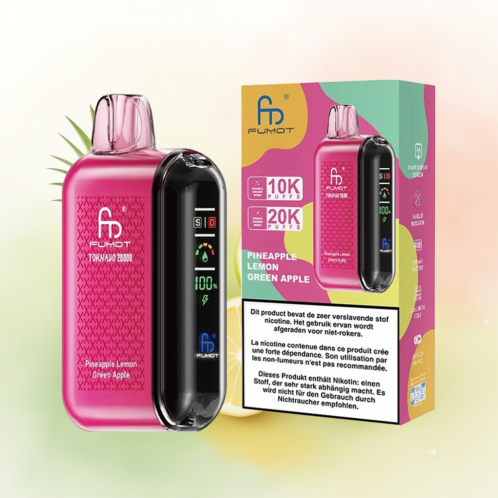 Fumot Tornado 20000 Puffs Pineapple Lemon Green Apple Dual Mesh Airflow Control