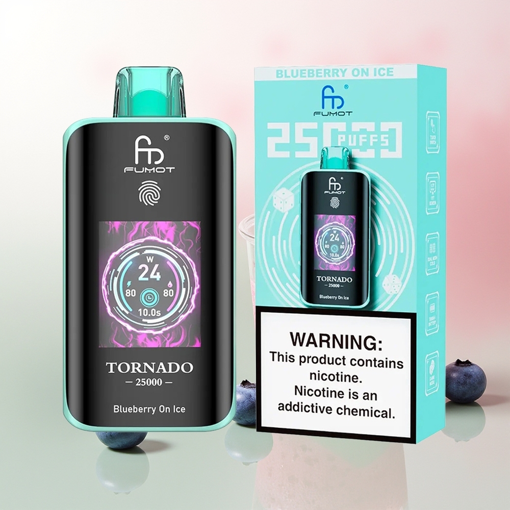 Fumot Tornado 25000 Puffs Blueberry On Ice with HD Screen & 700mAh Battery