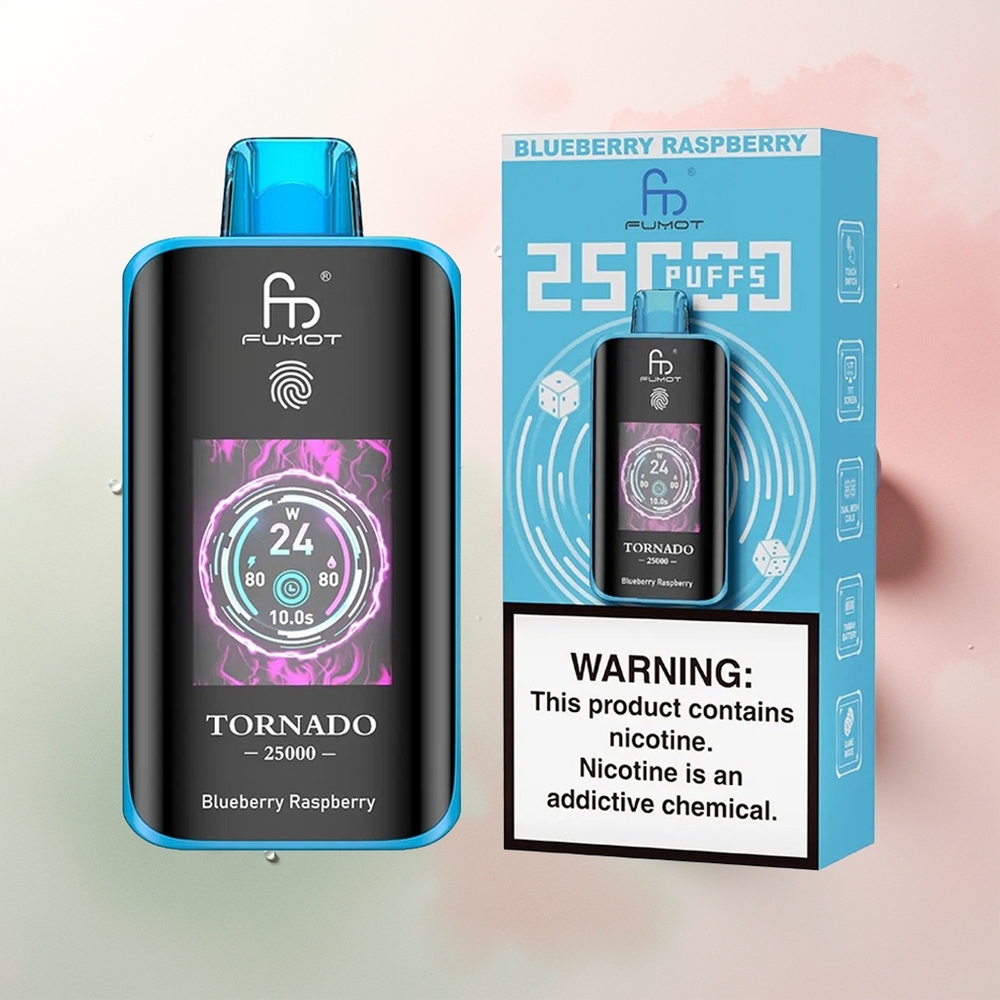 Fumot Tornado 25000 Puffs Blueberry Raspberry HD Screen 700mAh