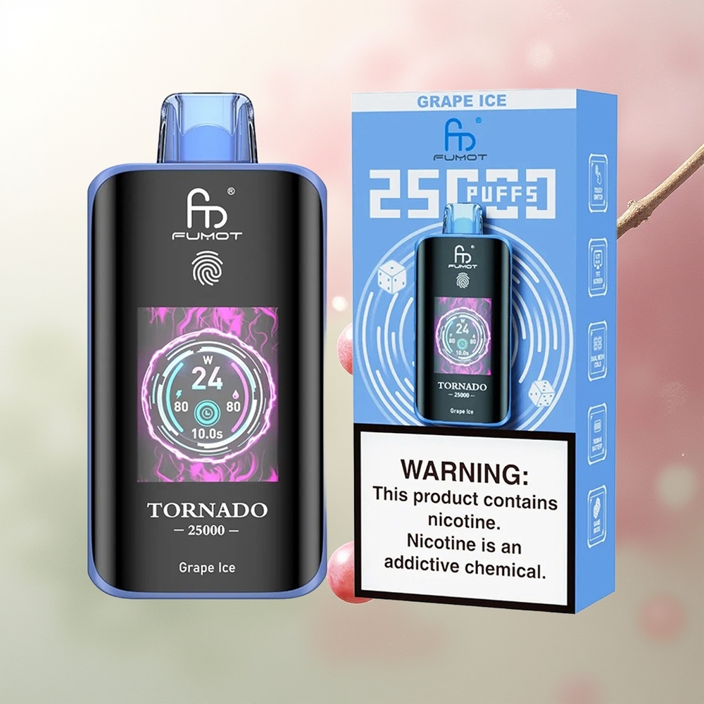 Fumot Tornado 25000 Puffs Grape Ice Rechargeable 20ml E-liquid