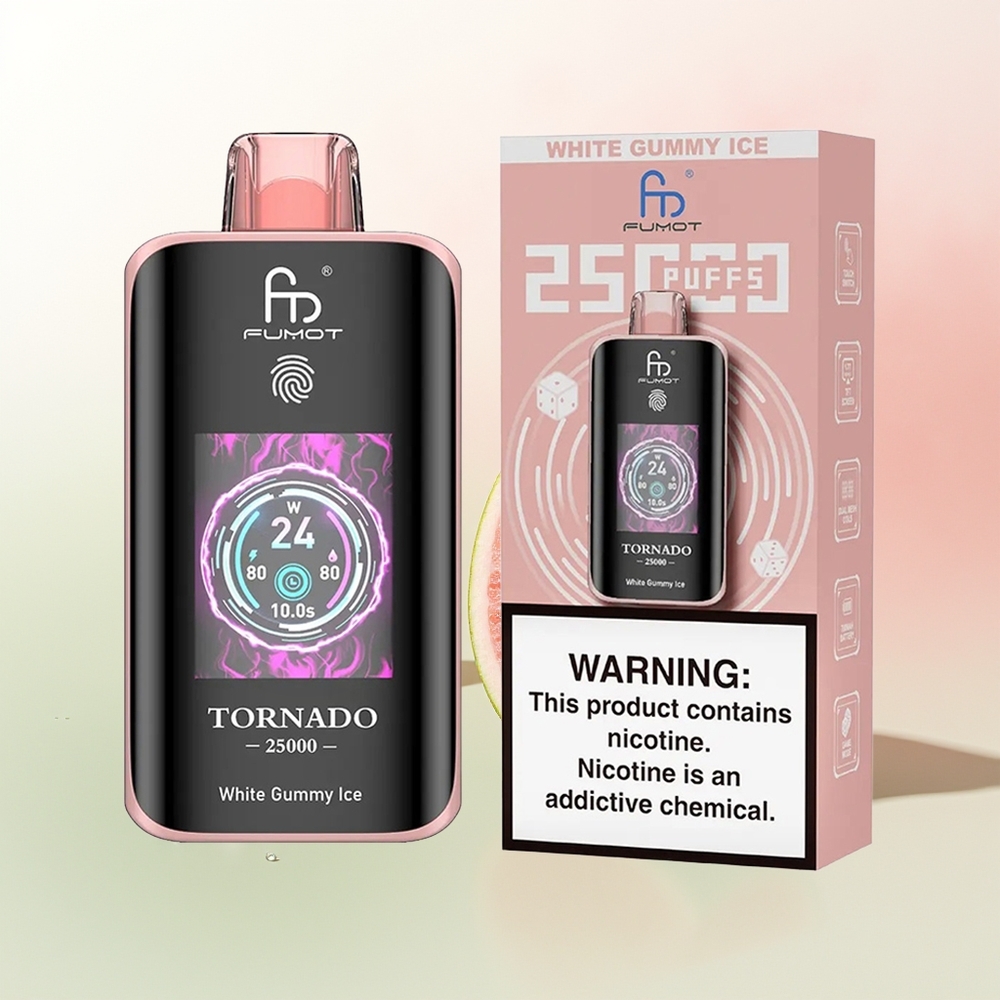 Fumot Tornado 25000 Puffs White Gummy Ice with HD Screen & 700mAh Battery