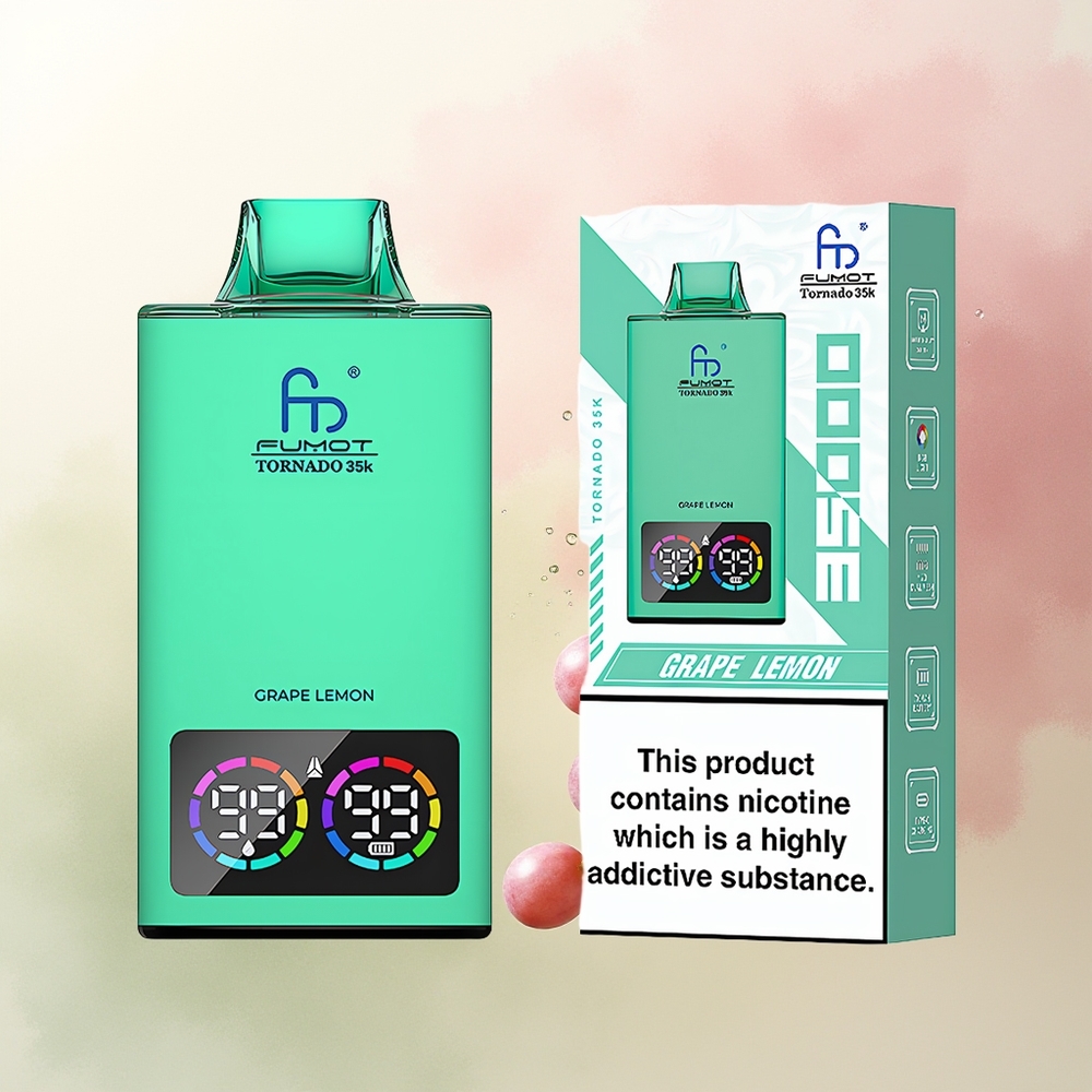 Fumot Tornado 35000 Puffs Grape Lemon Dual Mesh USB-C Disposable Vape