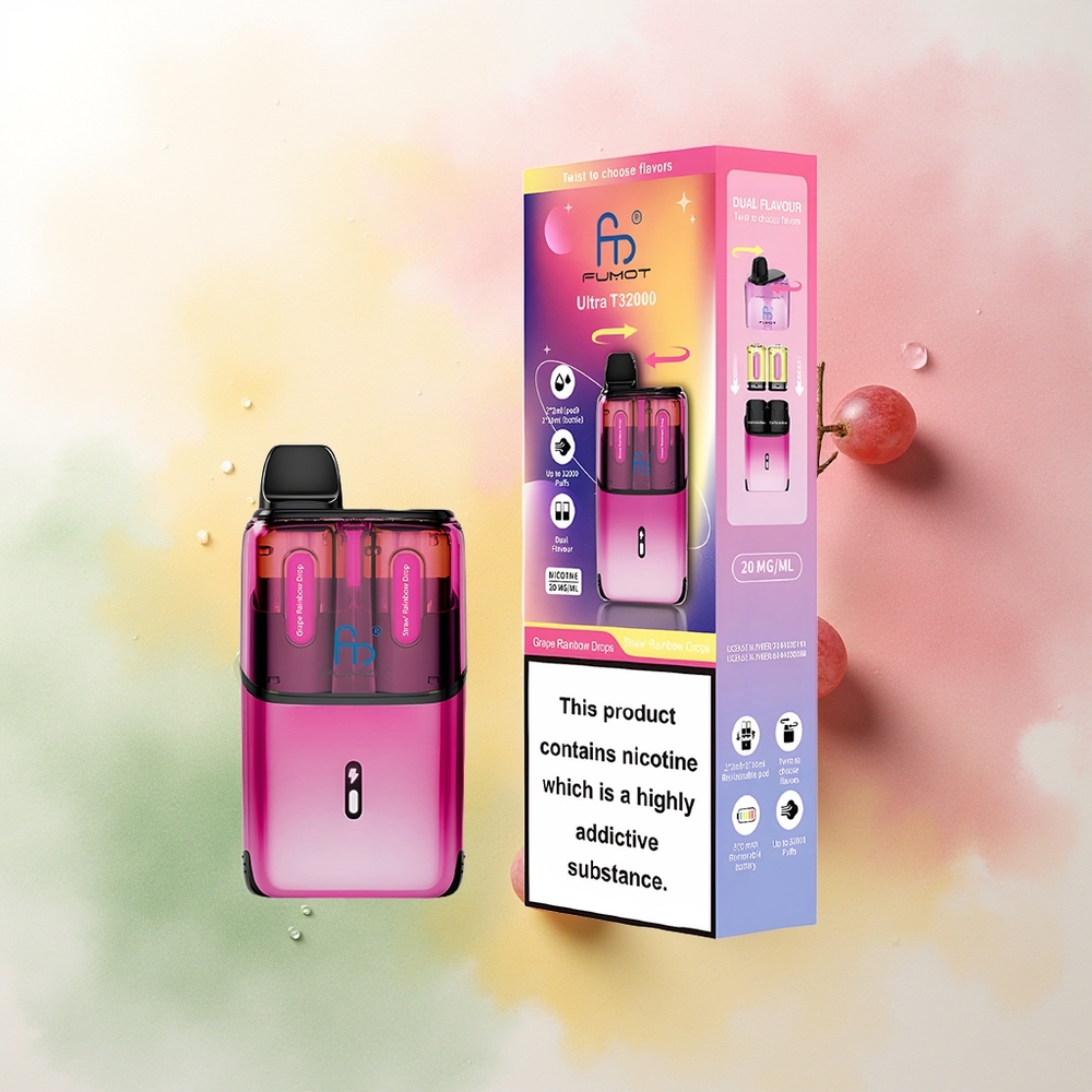 Fumot Ultra T32000 Puffs Strawberry Rainbow Drops - Dual Mesh & Fast Charge