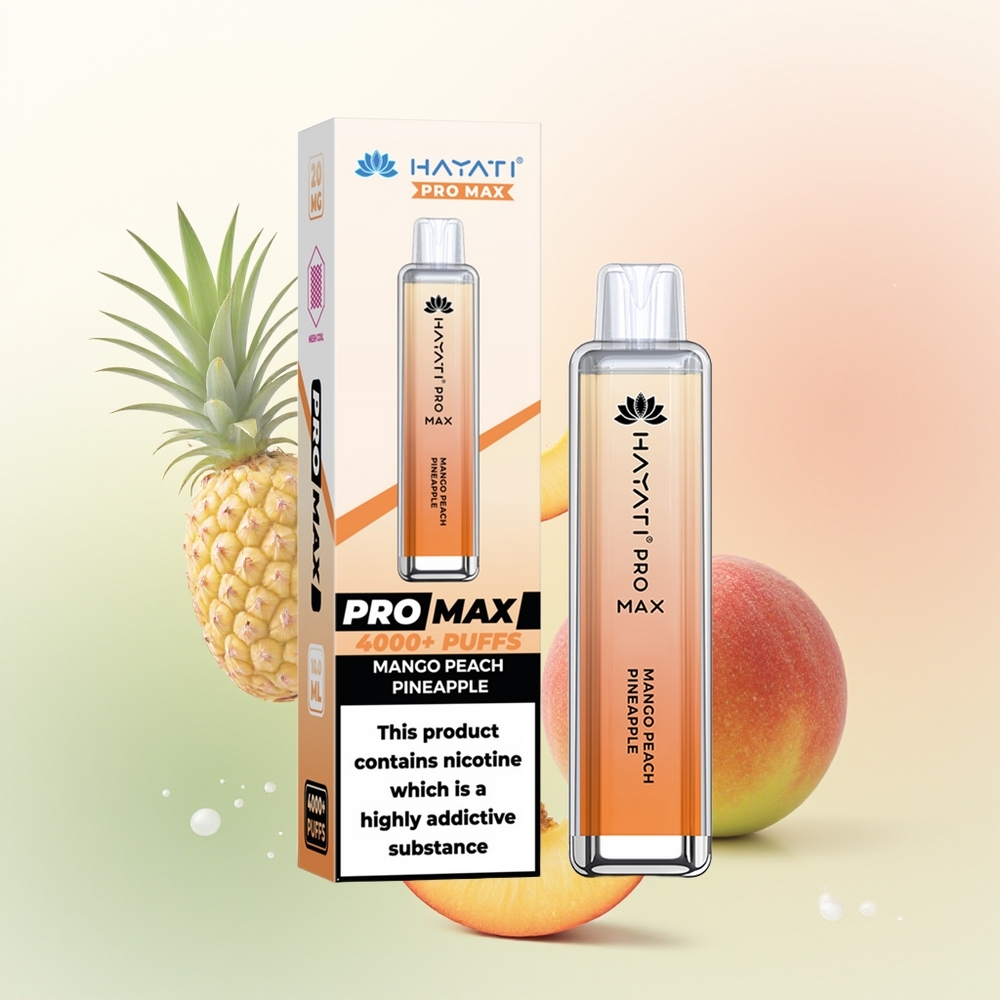 Hayati Pro Max 4000 Puffs Mango Peach Pineapple Rechargeable Dual Mesh