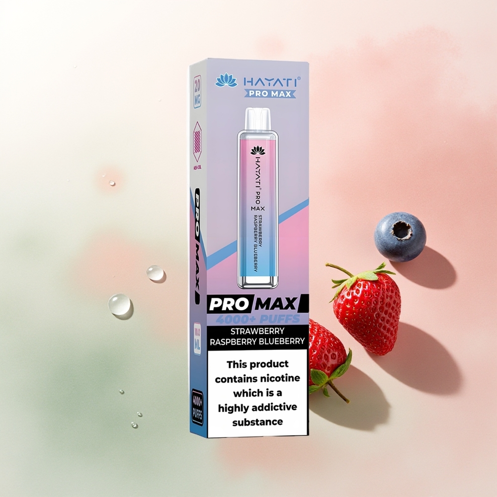 Hayati Pro Max 4000 Puffs Strawberry Raspberry Blueberry Dual Coil Rechargeable