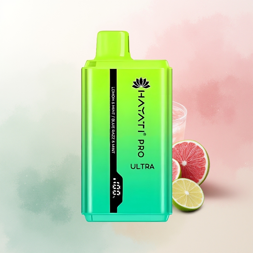 Hayati Pro Ultra 15000 Puffs Lemon & Mint Blue Razz & Mint with 850mAh & 2 12ml